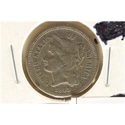1865 THREE CENT PIECE (NICKEL) VERY GOOD