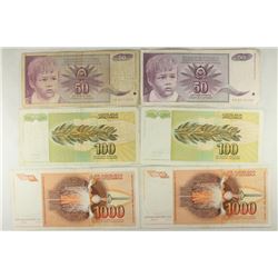 YUGOSLAVIA 2-1990-50 DINARAS, 2-1991-100 DINARAS &