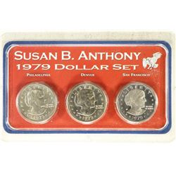 1979-P/D/S SBA DOLLAR SET 2 UNCS AND A PROOF