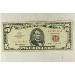 1963 $5 US RED SEAL NOTE