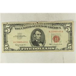 1963 $5 US RED SEAL NOTE