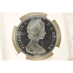 1966 CANADA LARGE BEADS SILVER DOLLAR NGC PL65