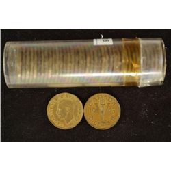 ROLL OF 40-1943 CANADA TOMBAC 5 CENTS AU/UNC