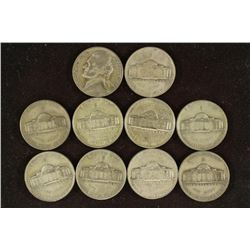 10 ASSORTED 35% SILVER JEFFERSON WAR NICKELS