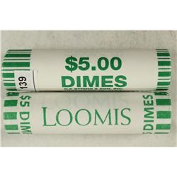 2-$5 ROLLS OF 2011-P & D ROOSEVELT DIMES BU