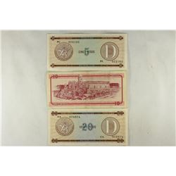 CUBA 5,10 & 20 PESOS FOREIGN EXCHANGE CERTIFICATES