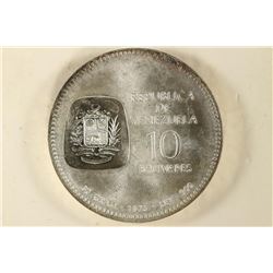 1973 VENEZUELA SILVER 10 BOLIVARES BRILLIANT UNC