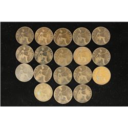 18 ASSORTED 1896-1926 GREAT BRITAIN LARGE PENNIES