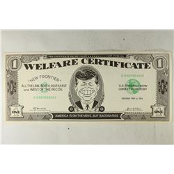 LARGE SIZE WELFARE CERTIFICATE CRISP UNC