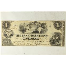 1854 BANK OF WASHTENAW MICHIGAN $1 OBSOLETE BANK