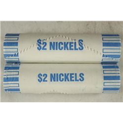 2-$2 ROLLS OF 2010-P JEFFERSON NICKELS BU