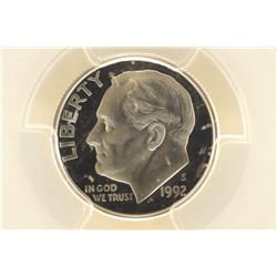 1992-S SILVER ROOSEVELT DIME PCGS PR70 DCAM