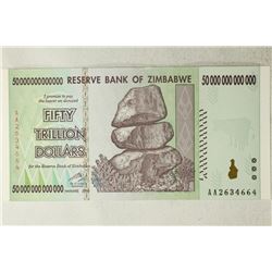 2008 ZIMBABWE FIFTY TRILLION DOLLARS CRISP UNC