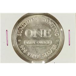 1 TROY OZ .999 FINE SILVER ROUND SUNSHINE MINTING