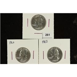 2-1962 & 1963 WASHINGTON SILVER QUARTERS BU