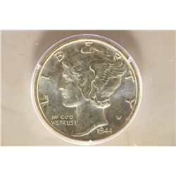 1944-D MERCURY DIME MS65FB IN OLD GREEN RATTLER