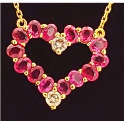 Jewelry - 14k Gold Diamond and Ruby Charm and Necklace