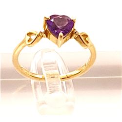 Jewelry -0.96 Carat 14K Solid Yellow Gold Color Me Purple Amethyst Diamond Ring