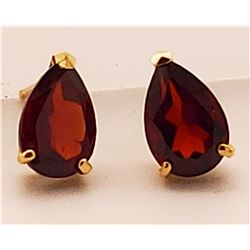 Jewelry - 3.15 Carat 14K Solid Yellow Gold Stud Earrings Natural Garnet