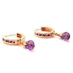 Jewelry - 3.3 Carat 14K Solid Rose Gold Huggie Earrings Dangling Amethyst
