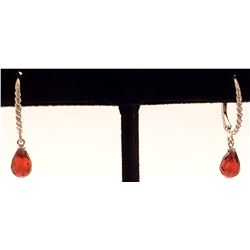 Jewelry - 3 Carat 14K Solid White Gold Leverback Earrings Briolette Garnet