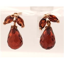 Jewelry - 14K Solid Rose Gold Stud Earrings Natural Garnet Certified