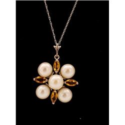 Jewelry - 6.3 Carat 14K Solid White Gold Fragrant Kiss Citrine Pearl Necklace