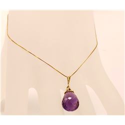 Jewelry - 7 Carat 14K Solid Yellow Gold Love All Amethyst Necklace