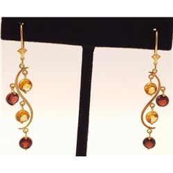 Jewelry - 4.6 Carat 14K Solid Yellow Gold Grape Garnet Citrine Earrings