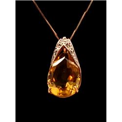 Jewelry - 5 Carat 14K Solid Rose Gold Necklace Natural Citrine