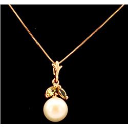 Jewelry - 2.2 Carat 14K Solid Yellow Gold Necklace Natural Pearl Peridot