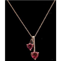 Jewelry - 1.4 Carat 14K Solid White Gold Hearts Necklace Natural Pink Topaz