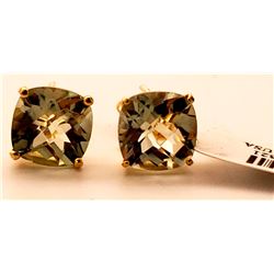 Jewelry - 7.2 Carat 14K Solid Yellow Gold French Clips Earrings Green Amethyst