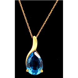 Jewelry - 4.7 Carat 14K Solid Yellow Gold Love Sonnets Blue Topaz Necklace