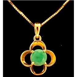Jewelry - 0.55 Carat 14K Solid Yellow Gold Everything Flows Emerald Necklace