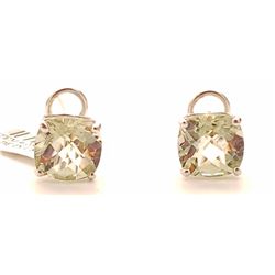 Jewelry - 7.2 Carat 14K Solid White Gold French Clips Earrings Green Amethyst