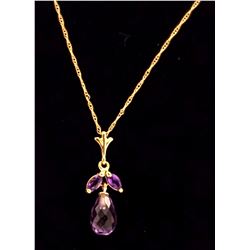 Jewelry - 1.7 Carat 14K Solid Yellow Gold Ease Into Love Amethyst Necklace