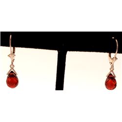Jewelry - 4.5 Carat 14K Solid Yellow Gold Leverback Earrings Briolette Garnet