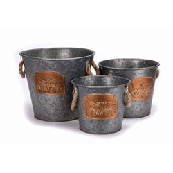 Vintage Galvanized Look Pails with Copper Logo