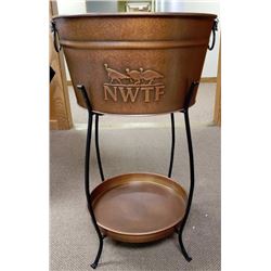 Copper Look Beverage Tub with Tray and Stand