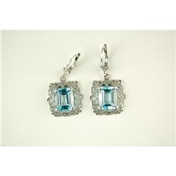 FILIGREE Earrings BLUE TOPAZ Antique Style #1232195