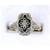 Image 1 : ANTIQUE STYLE RING BLACK ONYX FILIGREE #1232198