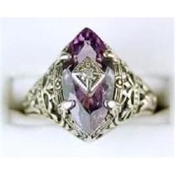 Antique Filigree Ring AMETHYST w DIAMOND #1232202