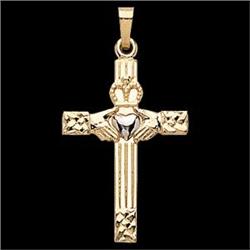 14k Gold CLADDAGH CROSS Pendant #1232209