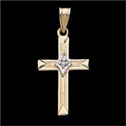 14k GOLD PENDANT  CROSS w DIAMOND #1232211