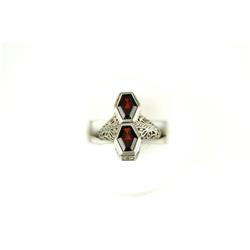 ANTIQUE STYLE RING GARNETS FILIGREE! #1232215