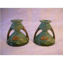 1940's Roseville Bittersweet Candlesticks (2) #1232350