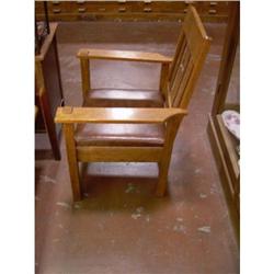 Mission Style Oak Chair w/ Leather Seat #1232370