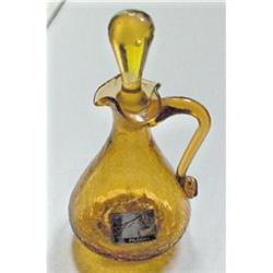 AMBER COLOR PILGRIM CRACKLE GLASS CRUET W STOPR#1232669