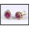 Image 1 : 3.00 Carats Vivid Ruby Diamond Earrings #1245416